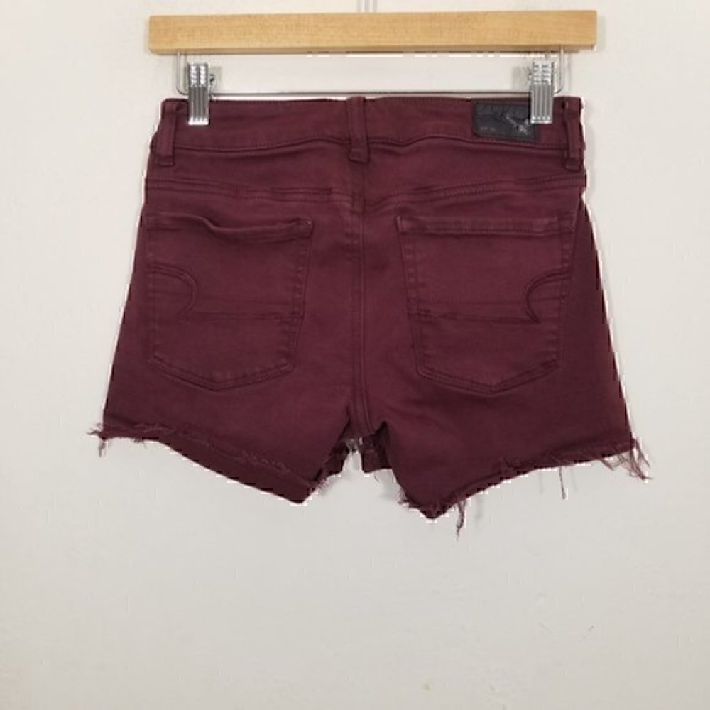 American Eagle Hi-Rise Shortie Super Stretch Shorts Red Size 0 - Picture 4 of 5